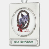Australischer Rinderhund Personalisiert Banner-Ornament Silber (Links)