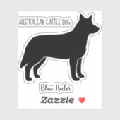 Australischer Rinderhund Silhouette Blue Heeler Vi Aufkleber (Blatt)