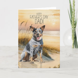 Australischer Rinderhund Sunset Beach Vatertag Feiertagskarte