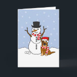 Australischer Rinderhund und Snowman Feiertagskarte<br><div class="desc">Senden Sie Ihre Urlaubswünsche an Ihren Lieblingsfan der australischen Rasse mit dieser Hundezucht-Design-Grußkarte. Personalisieren Sie Ihre Nachricht im Inneren.</div>