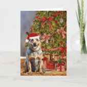 Australischer Rinderhund Watercolor Weihnachtsbaum Karte (Vorderseite)