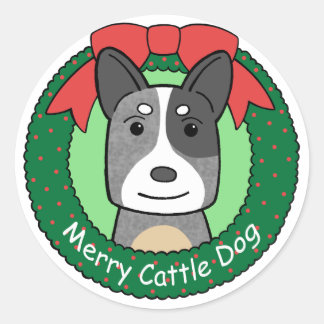Australischer Rinderhund Weihnachten Runder Aufkleber