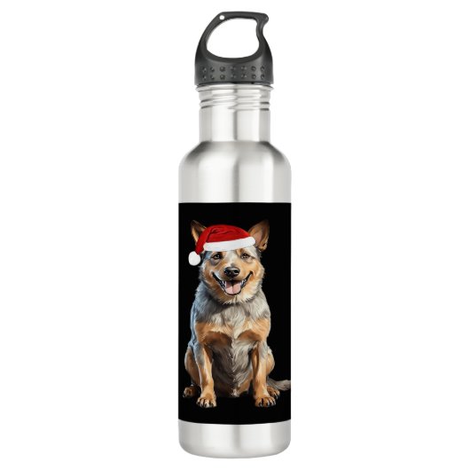 Australischer Rinderhund Weihnachtsbaum Hund Welpe Edelstahlflasche (Vorderseite)
