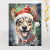 Australischer Rinderhund Weihnachtsfeiern Karte (Gelbe Blume)