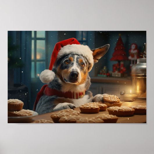 Australischer Rinderhund Weihnachtskekse Urlaub Poster (Vorne)