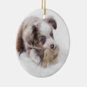 australischer roter merle Welpe Keramikornament (Rechts)