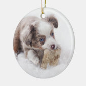 australischer roter merle Welpe Keramikornament (Links)