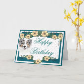 Australischer Schäfer - alles Gute zum Geburtstag Karte (Gelbe Blume)