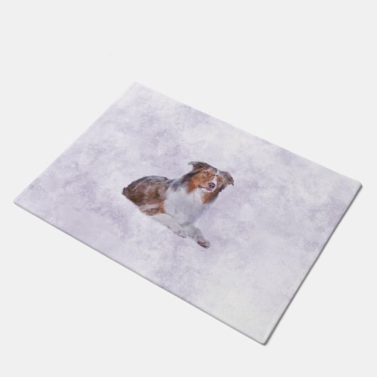 Australischer Schäfer - australisches Aquarell Fußmatte (Schrägansicht)