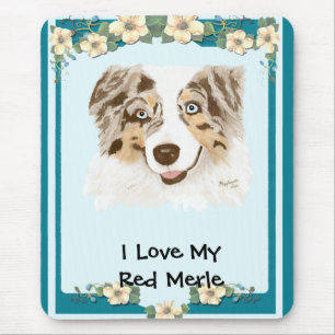 Australischer Schäfer - i-Liebe mein roter Merle Mousepad