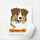 Australischer Schäfer Kopf rotes Tri gefärbt Mousepad (Mit Mouse)