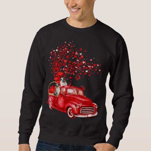 Australischer Schäfer Reitwagen Valentine Butterf Sweatshirt (Vorderseite)