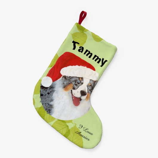 Australischer Schäfer "Weihnachtsaustralische" Kleiner Weihnachtsstrumpf (Vorderansicht (hängend))