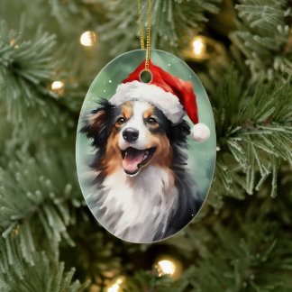 Australischer Schäfer Weihnachtsmalerei Keramik Ornament
