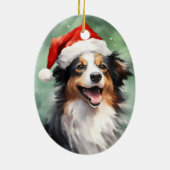 Australischer Schäfer Weihnachtsmalerei Keramik Ornament (Hinten)