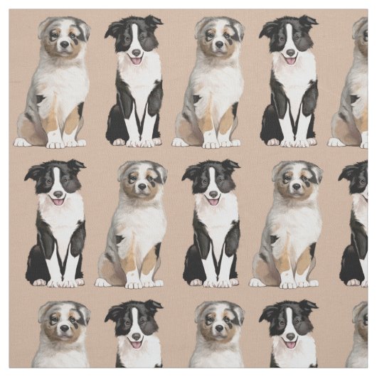 Australischer Schäfer-Welpe und Border-Collie Stoff (Muster)