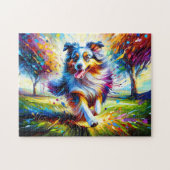 Australischer Schäferhund: Acryl Blau-Merle-Aussie Puzzle (Horizontal)