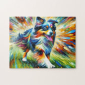 Australischer Schäferhund: Acryl Blau Merle Aussie Puzzle (Horizontal)