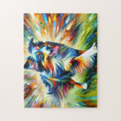 Australischer Schäferhund: Acryl Blau Merle Aussie Puzzle (Vertikal)