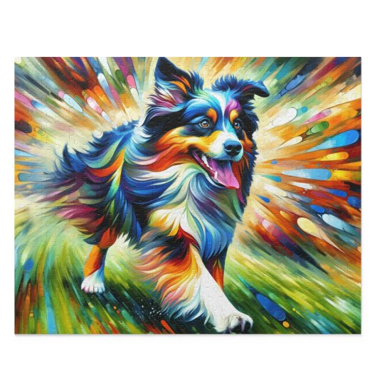 Australischer Schäferhund: Acryl Blau Merle Aussie Puzzle