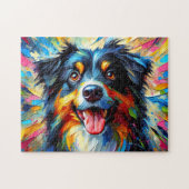 Australischer Schäferhund: Acryl-Dreifarben-Aussie Puzzle (Horizontal)