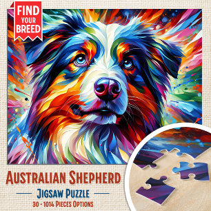 Australischer Schäferhund Acryl-Kunst Druck Puzzle
