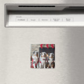 Australischer Schäferhund am Feuerplatz Weihnachte Magnet (In Situ (Geschirrspüler))