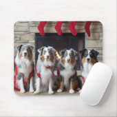 Australischer Schäferhund am Feuerplatz Weihnachte Mousepad (Mit Mouse)