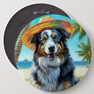 Australischer Schäferhund Am Strand Hunde Liebhabe Button
