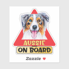 Australischer Schäferhund an Bord rotes Handelszei Aufkleber