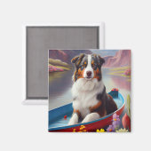 Australischer Schäferhund auf Paddle: Ein Landscha Magnet (Vorderseite/Rückseite)