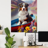 Australischer Schäferhund auf Paddle: Ein Landscha Poster (Heimbüro)