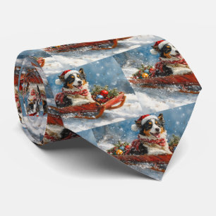 Australischer Schäferhund auf Schlitten Weihnachte Krawatte
