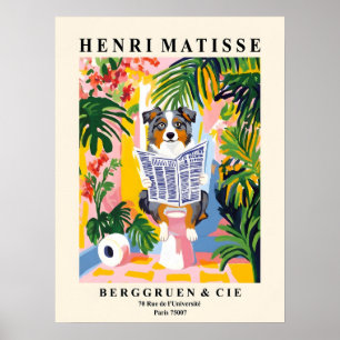 Australischer Schäferhund auf Toilette Matisse Sti Poster