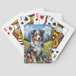 Australischer Schäferhund Berg-Wildblume Spielkarten
