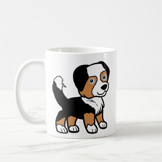 Australischer Schäferhund Black Tri Cartoon mit Sc Kaffeetasse (Links)