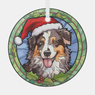 Australischer Schäferhund Buntglas Weihnachten Ornament Aus Glas