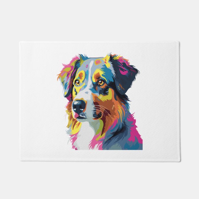Australischer Schäferhund Dog Colorful 5 Fußmatte (Vorderseite)