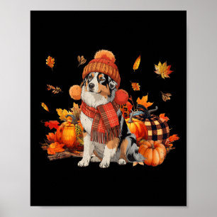 Australischer Schäferhund Dog Fall Scarf Leopard P Poster