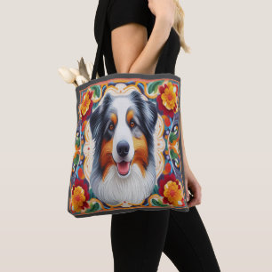 Australischer Schäferhund Dog Floral farbenfrohe G Tasche