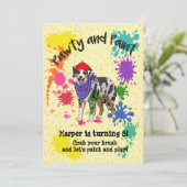 Australischer Schäferhund Dog Fun Art Geburtstag Einladung (Stehend Vorderseite)