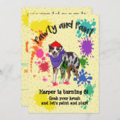 Australischer Schäferhund Dog Fun Art Geburtstag Einladung (Vorne/Hinten)