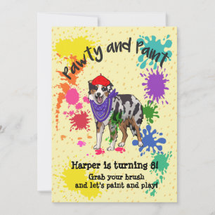 Australischer Schäferhund Dog Fun Art Geburtstag Einladung