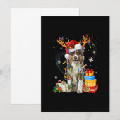 Australischer Schäferhund Dog Lights Weihnachtsman Einladung (Vorne/Hinten)