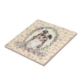 Australischer Schäferhund Dog Paw Print Floral Nie Fliese (Seite)