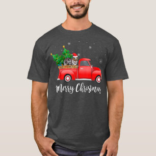 Australischer Schäferhund Dog Riding Red Truck Wei T-Shirt