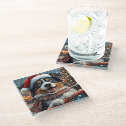 Australischer Schäferhund Dog Roller Untersetzer W (Schrägansicht)