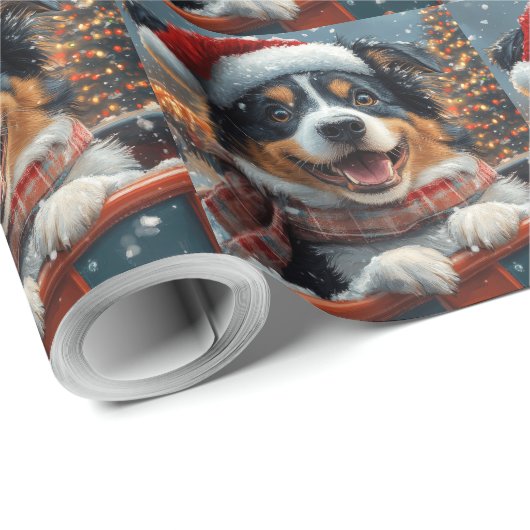 Australischer Schäferhund Dog Roller Untersetzer W Geschenkpapier (Rolleneckpunkt)