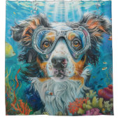 Australischer Schäferhund Dog Scuba Diving Underwa Duschvorhang (Vorderseite)