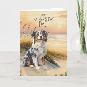 Australischer Schäferhund Dog Sunset Beach Vaterta Feiertagskarte
